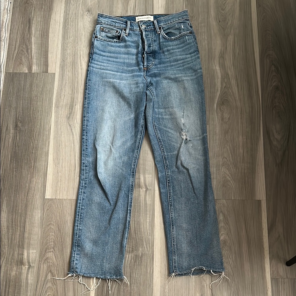 Denim Forum “Arlo” High Rise Straight Women's Blue Jeans